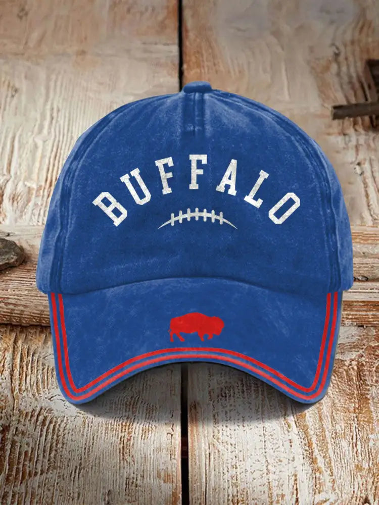 Unisex Football Lover Buffalo Printed Hat Royal Blue / ONE