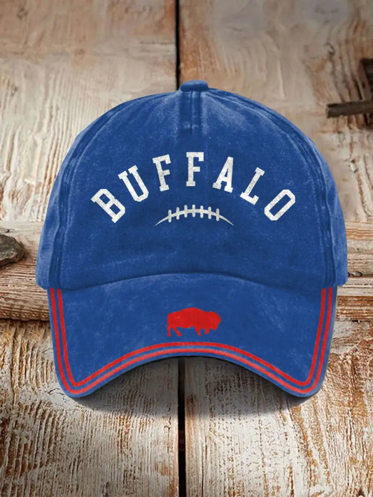 Unisex Football Lover Buffalo Printed Hat Royal Blue / ONE