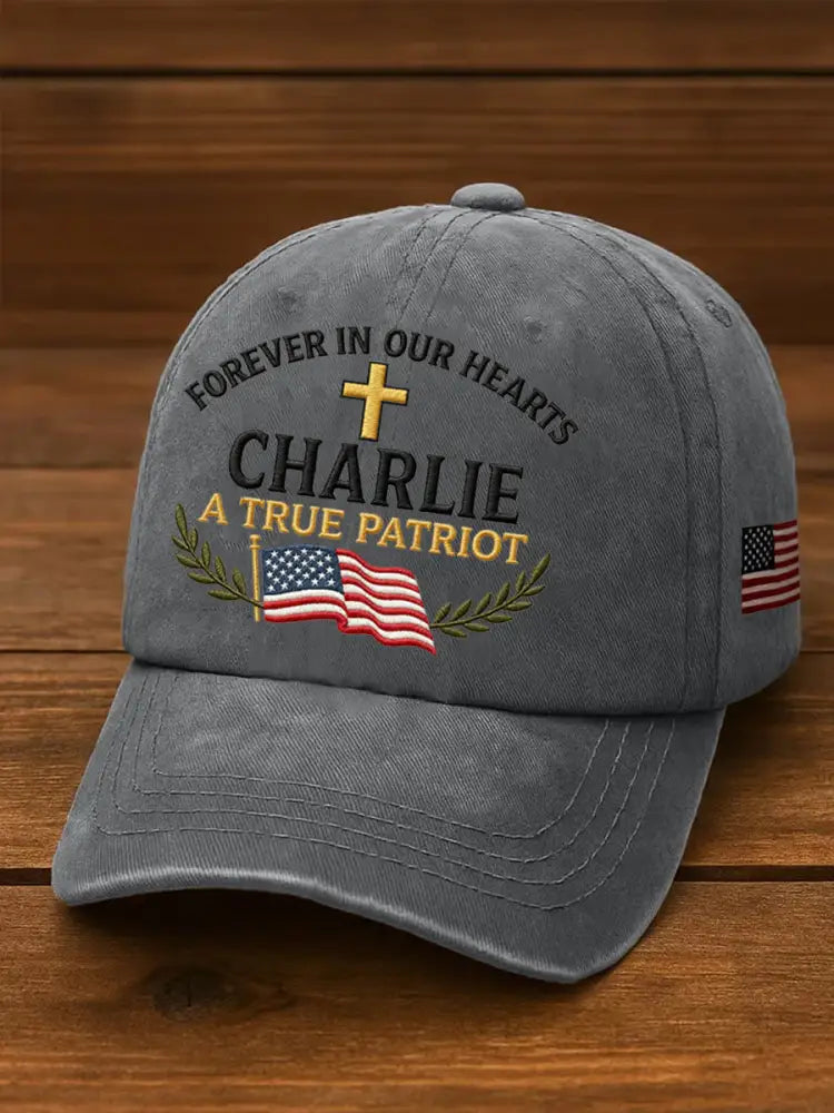 Unisex Forever In Our Hearts Charlie Kirk A True Patriot R.I.P Charlie Kirk Hat Gray / ONE