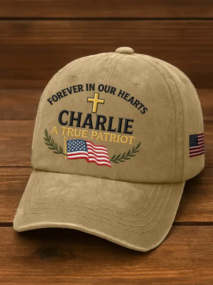 Unisex Forever In Our Hearts Charlie Kirk A True Patriot R.I.P Charlie Kirk Hat Khaki / ONE
