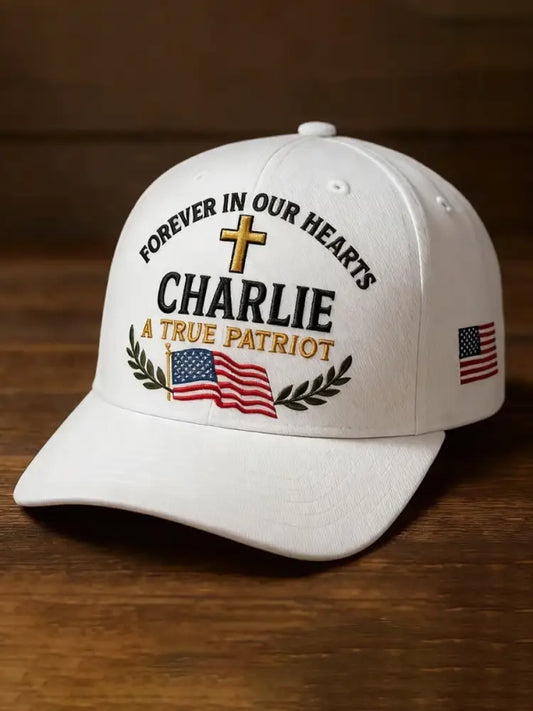 Unisex Forever In Our Hearts Charlie Kirk A True Patriot R.I.P Charlie Kirk Hat White / ONE