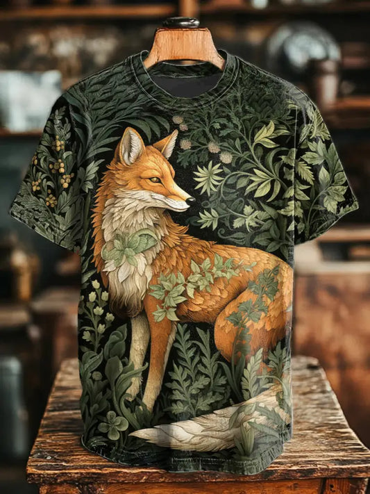 Unisex fox print t-shirts As picture / S