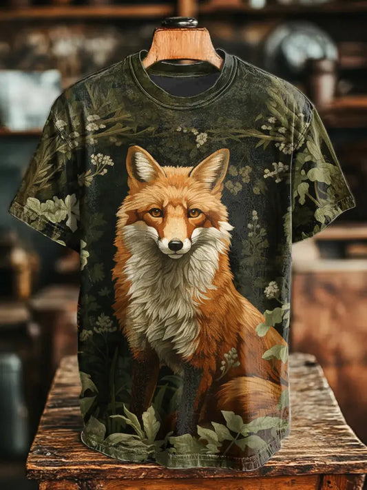 Unisex fox print t-shirts As picture / S