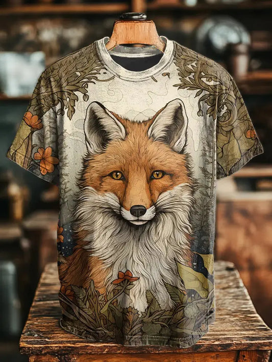 Unisex fox print t-shirts As picture / S