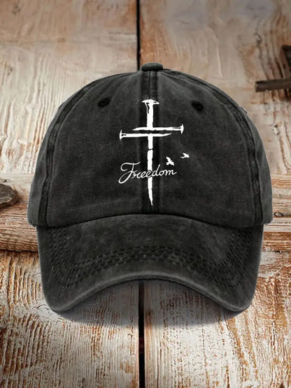 Unisex Freedom Cross Faith Hat Black / ONE