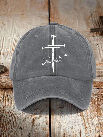Unisex Freedom Cross Faith Hat Gray / ONE