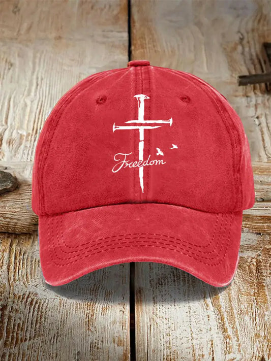 Unisex Freedom Cross Faith Hat Red / ONE