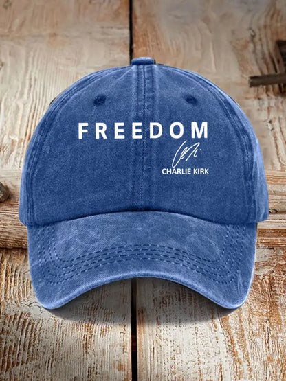 Unisex Freedom Is Not Free R.I.P Charlie Kirk Print Hat Blue / ONE