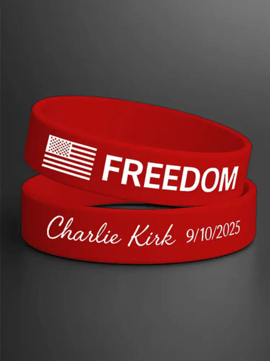 Unisex Freedom Is Not Free This is the Turning Point R.I.P Charlie Kirk Print Braided Rope Bracelet Wristband Red / ONE