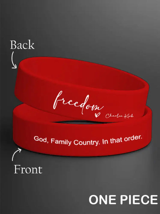 Unisex Freedom It’s All About Jesus Charlie Kirk Silicone Wristband Red / ONE