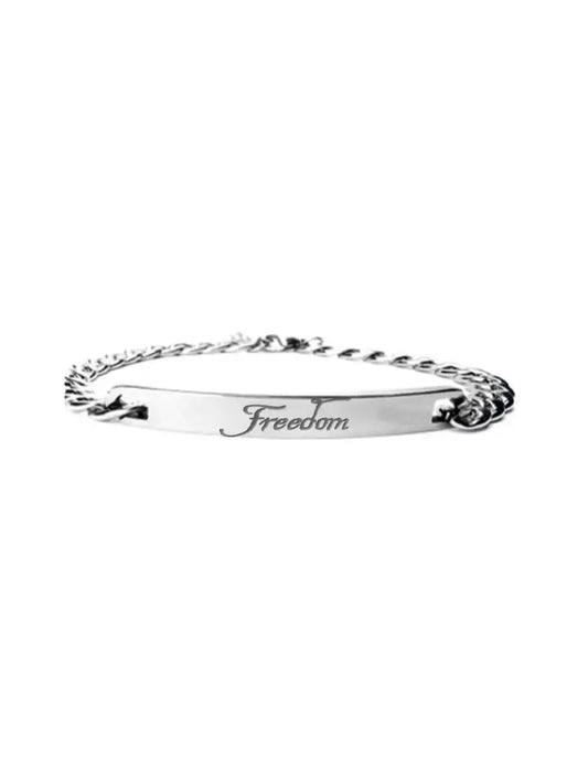 Unisex Freedom Print Bracelet Silver / ONE
