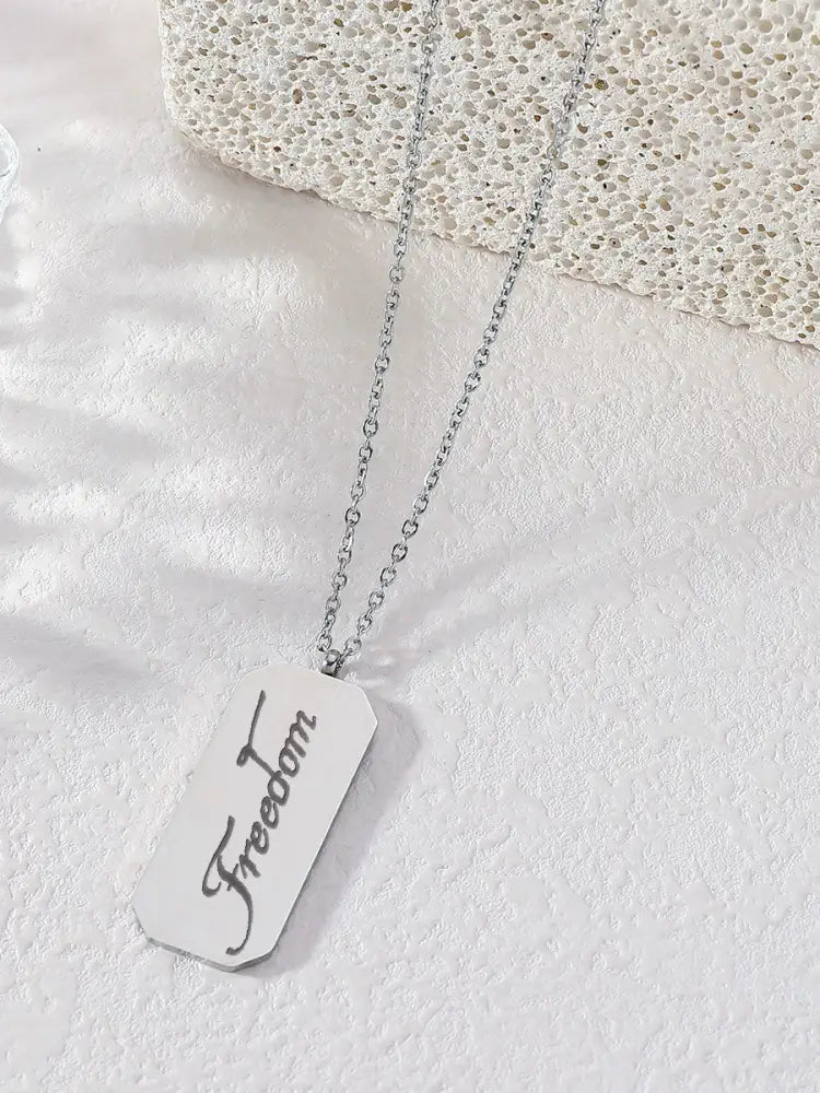 Unisex Freedom Printed Necklace Silver / ONE