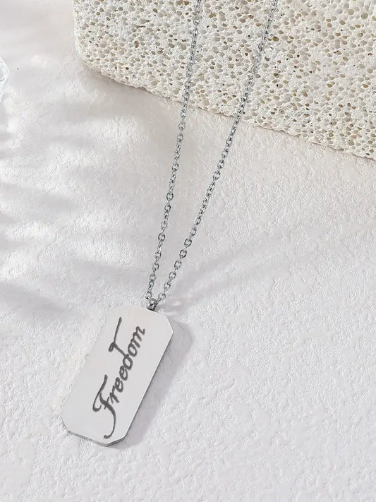 Unisex Freedom Printed Necklace Silver / ONE