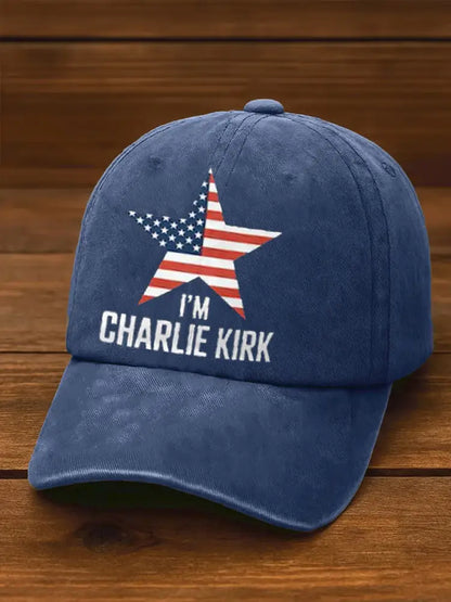 Unisex I am Charlie Kirk Print Hat Navy Blue / ONE
