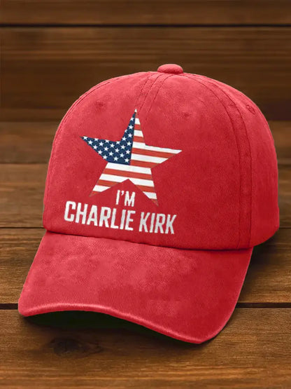 Unisex I am Charlie Kirk Print Hat Red / ONE