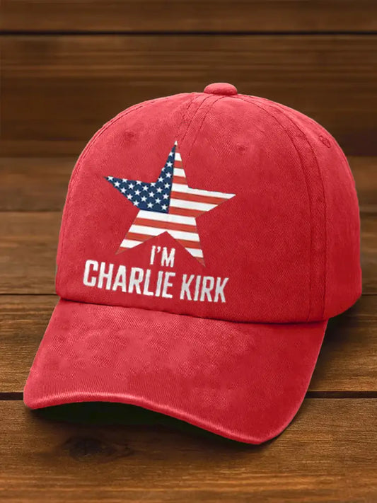 Unisex I am Charlie Kirk Print Hat Red / ONE