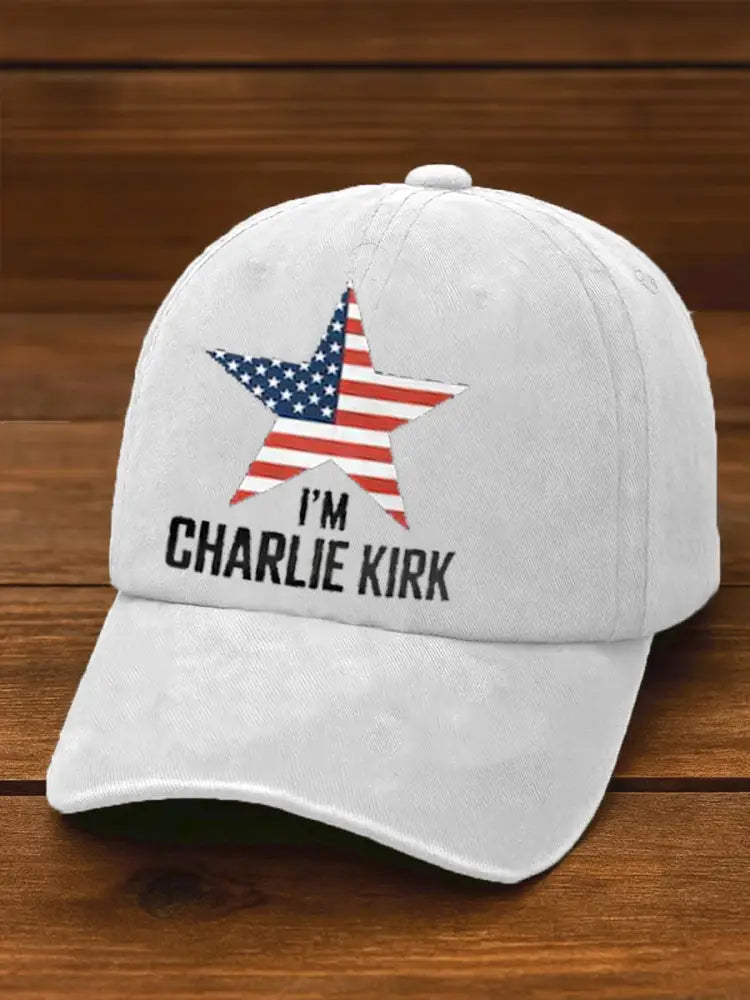 Unisex I am Charlie Kirk Print Hat White / ONE