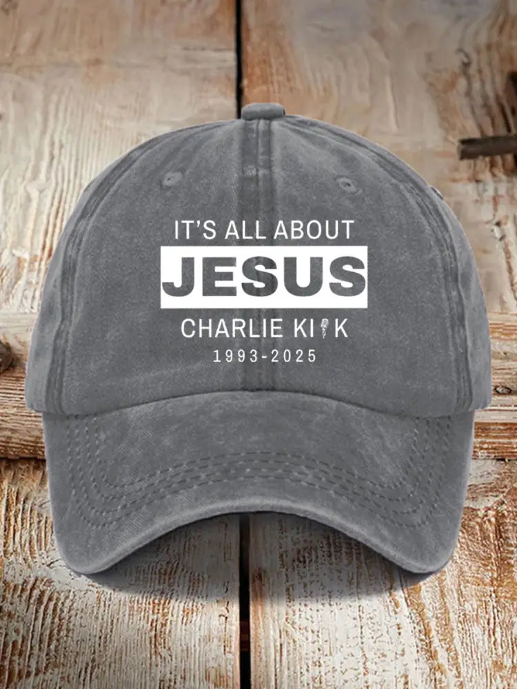 Unisex It’s All About Jesus R.I.P Charlie Kirk Hat Gray / ONE