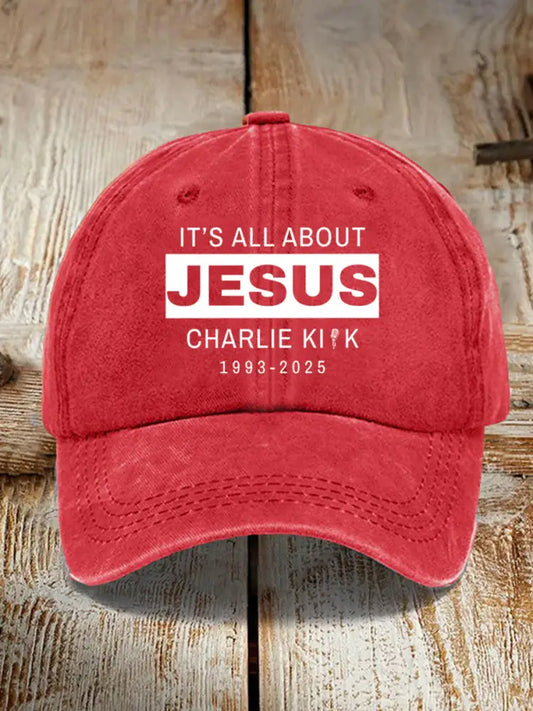 Unisex It’s All About Jesus R.I.P Charlie Kirk Hat Red / ONE