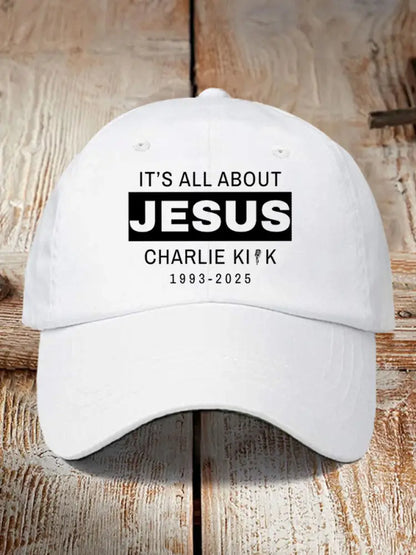 Unisex It’s All About Jesus R.I.P Charlie Kirk Hat White / ONE