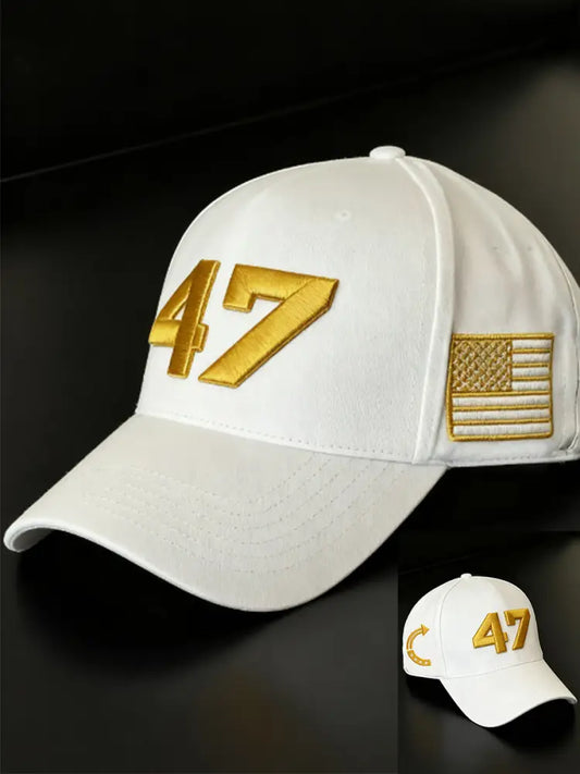 Unisex Limited Edition Charlie Kirk White Hat Gold 47 Turning Point American Trump Souvenir Hat White / ONE