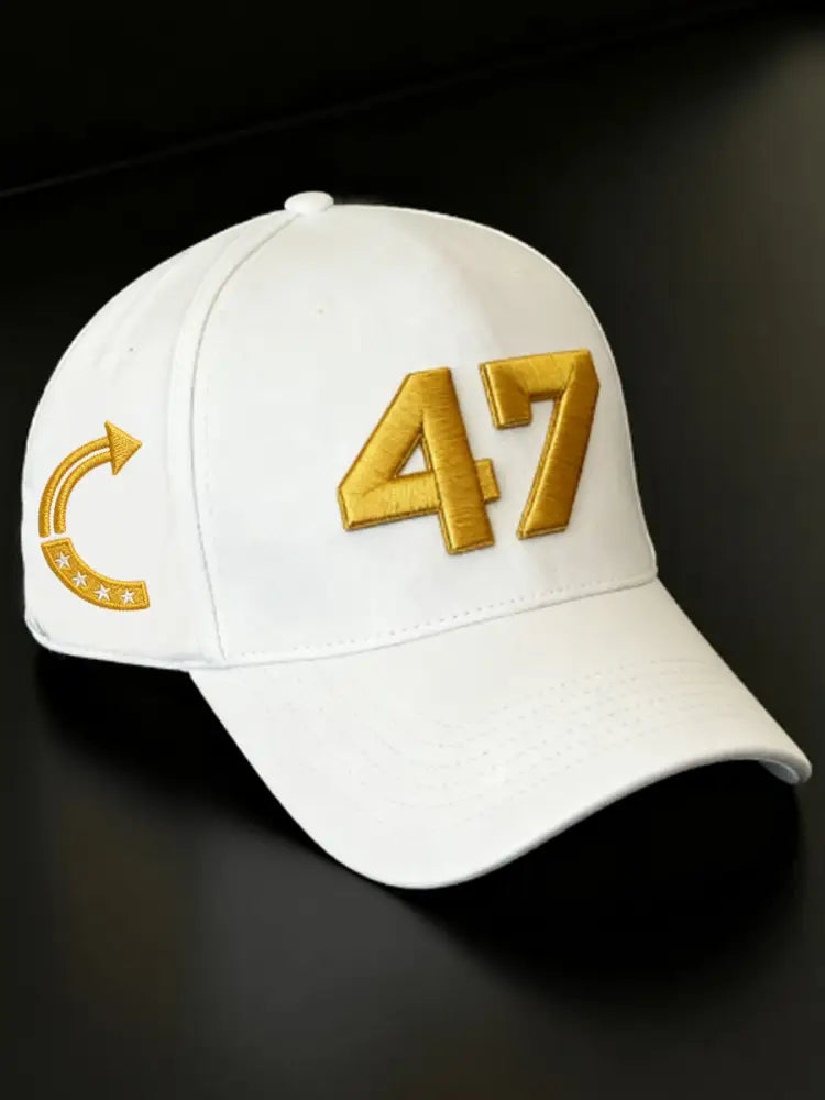 Unisex Limited Edition Charlie Kirk White Hat Gold 47 Turning Point American Trump Souvenir Hat White / ONE