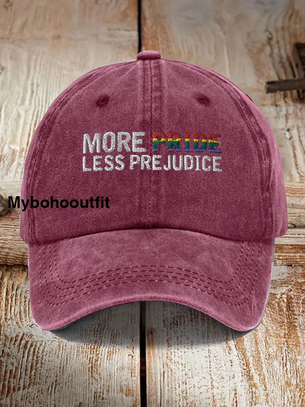 Unisex More Pride Less Prejudice Print Hat Wine Red / JM