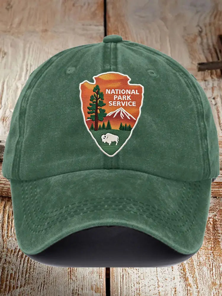 Unisex National Park Service Printed Hat Dark Green / JM