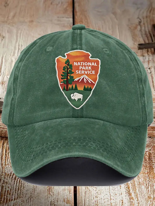 Unisex National Park Service Printed Hat Dark Green / JM
