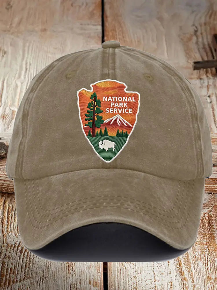 Unisex National Park Service Printed Hat Khaki / JM