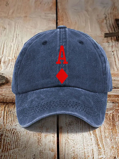 Unisex Poker Diamond A Retro Hat Navy Blue / JM