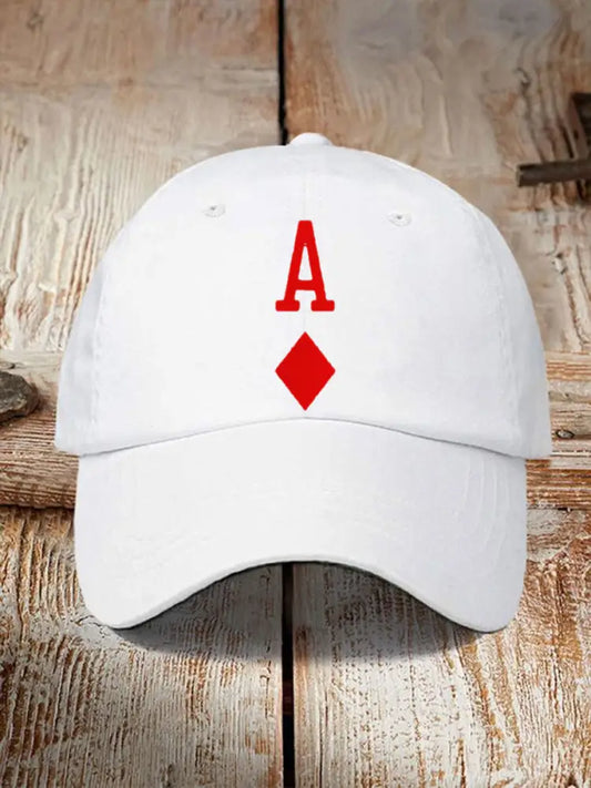 Unisex Poker Diamond A Retro Hat White / JM