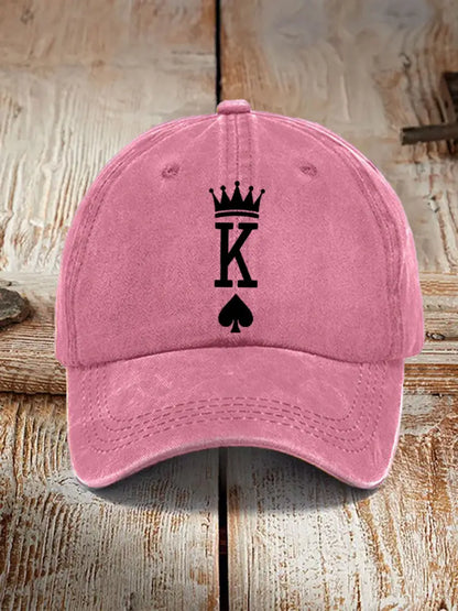 Unisex poker king of spades vintage hat Pink / JM