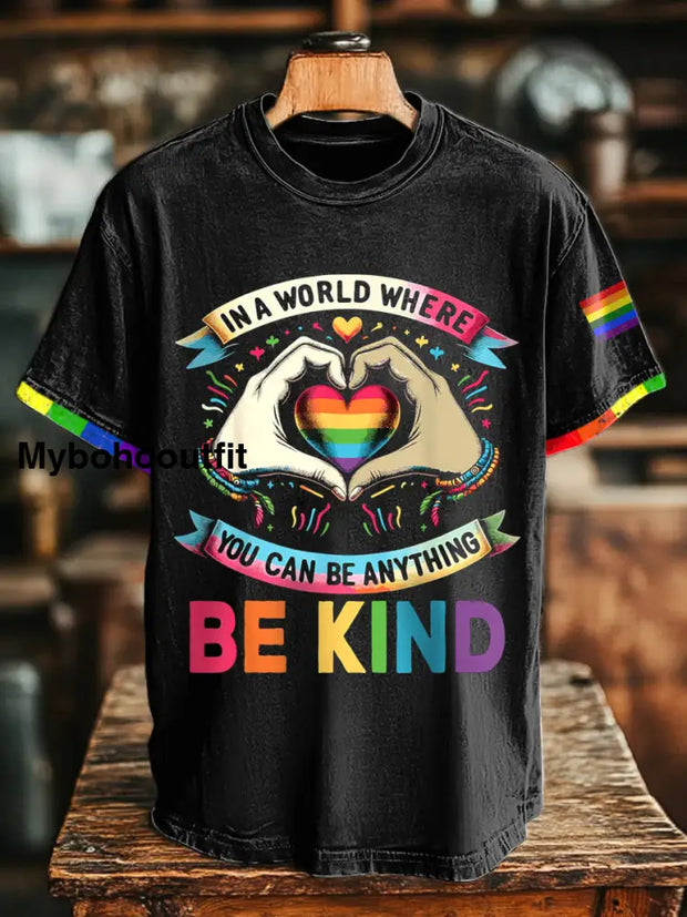 Unisex Pride Month in a world where you can be anything be kind T-shirts Black / S