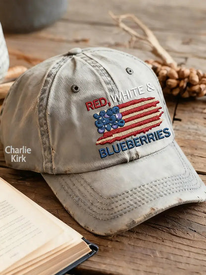 Unisex ’Red White & Blueberries’ hat Light Gray / S