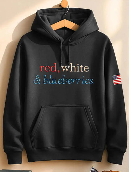 Unisex ’Red White & Blueberries’ Loose Hooded Sweatshirt Black / S