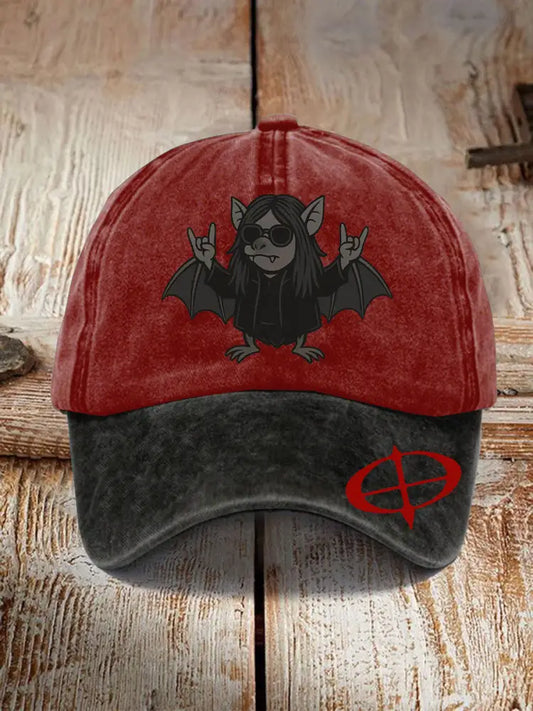 Unisex Rip Prince of Darkness Print Hat Red / JM