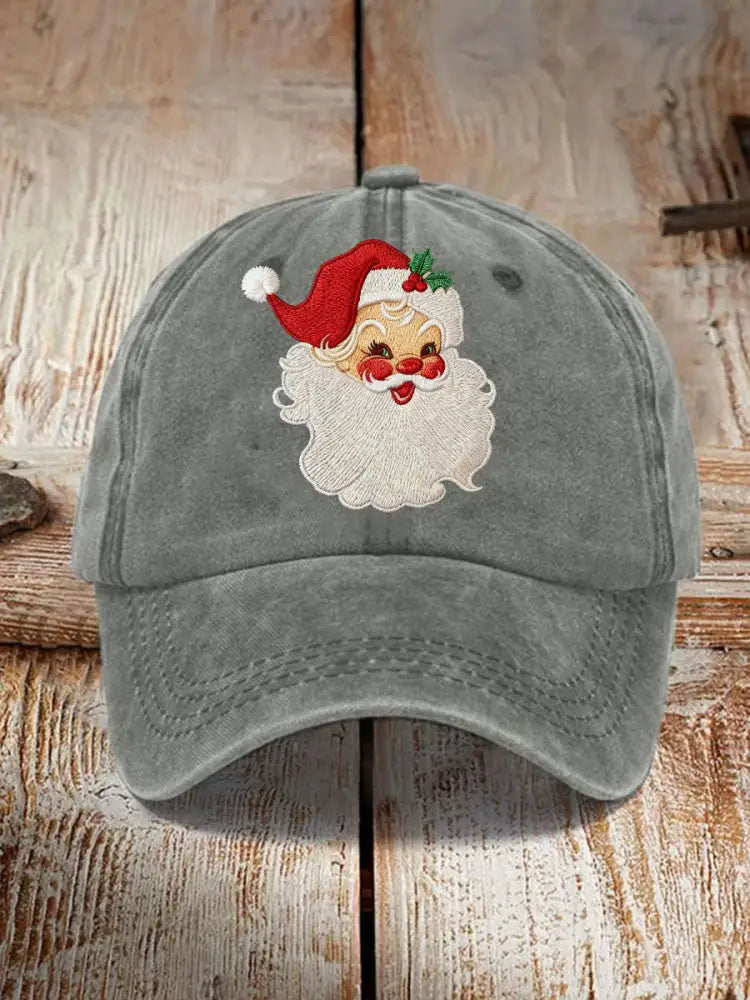 Unisex Santa Print Hat Gray / ONE