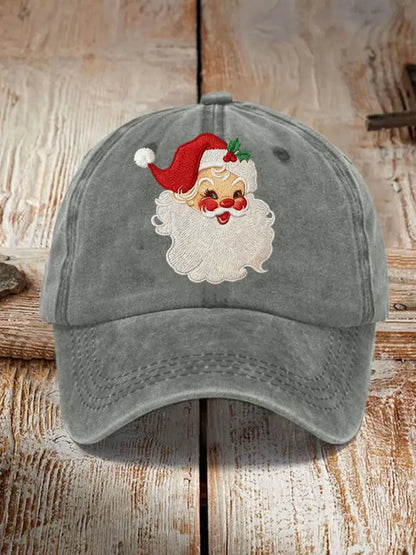 Unisex Santa Print Hat Gray / ONE