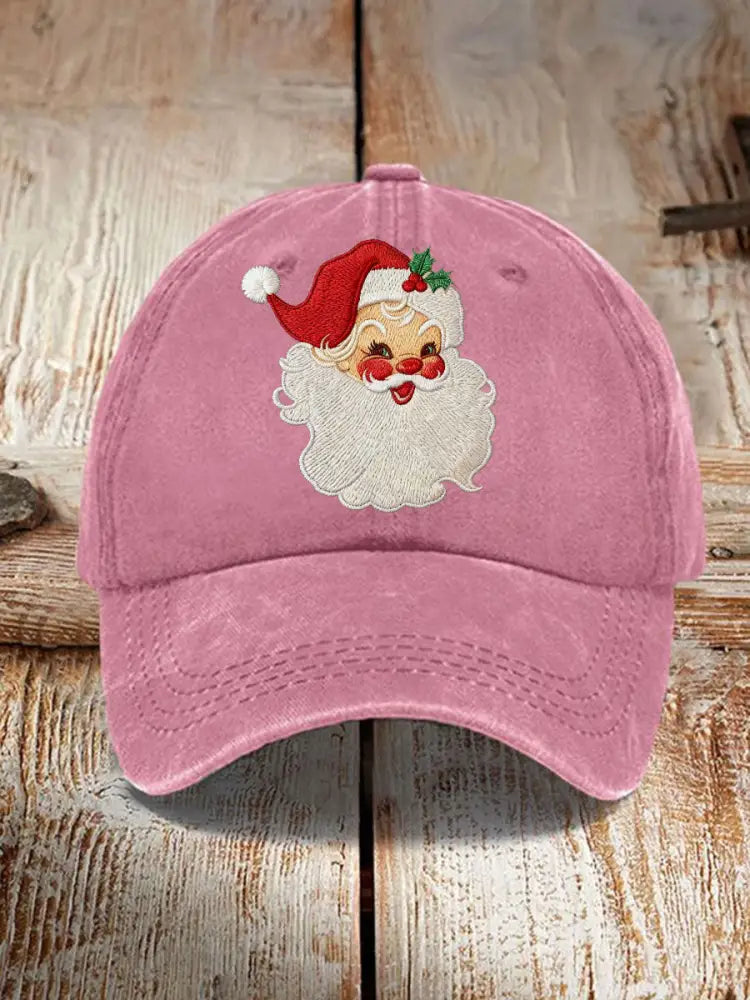 Unisex Santa Print Hat Pink / ONE