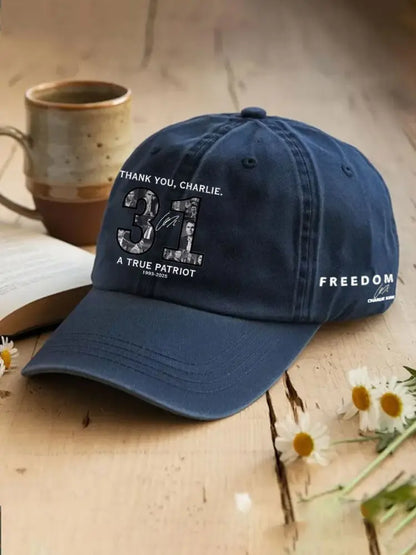 Unisex Thank You Charlie 31 True Patriot Printed Hat Navy Blue / ONE