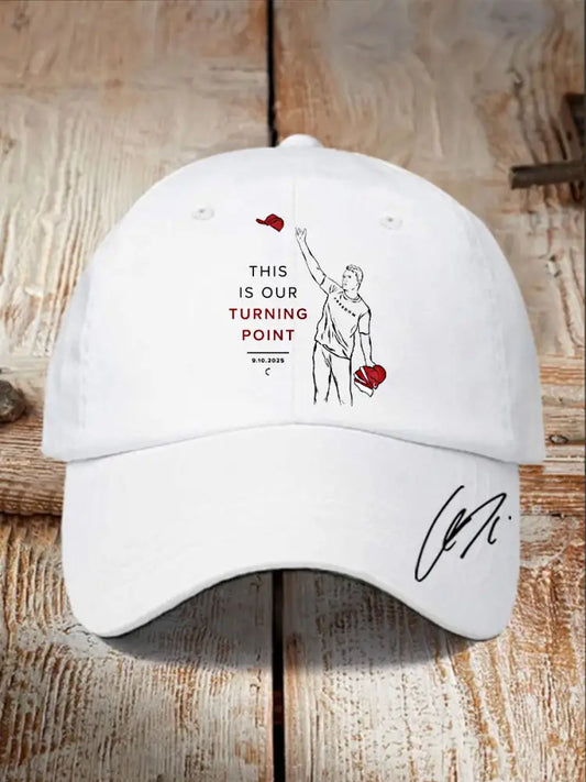 Unisex THIS IS OUR TURNING POINT Charlie Kirk Commemorative Hat White / ONE