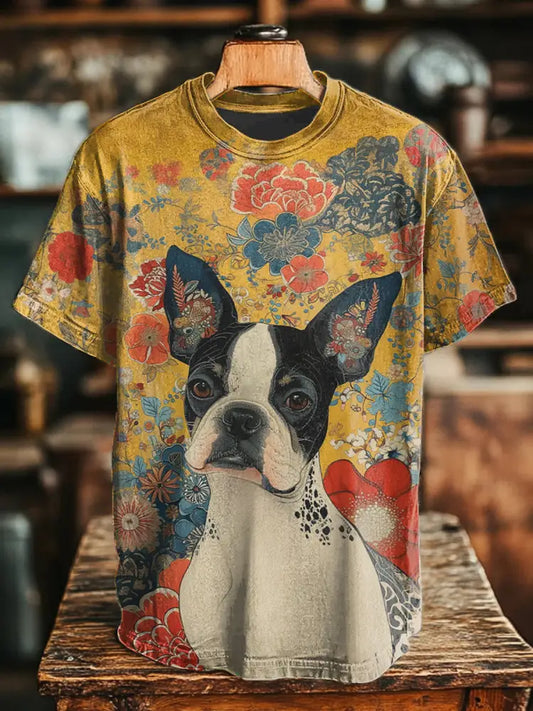 Unisex vintage dog print t-shirts As picture / S