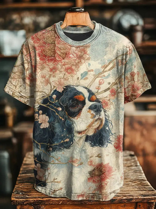Unisex vintage dog print t-shirts As picture / S