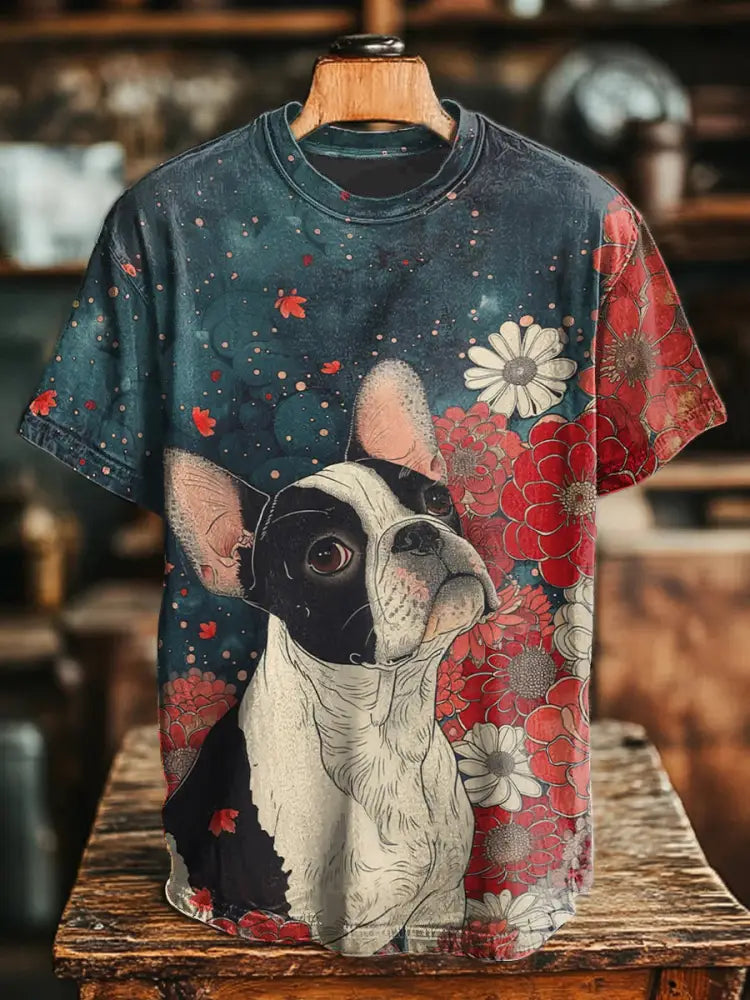 Unisex vintage dog print t-shirts As picture / S