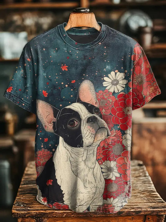 Unisex vintage dog print t-shirts As picture / S