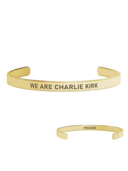 Unisex We Are Charlie Kirk Bracelet Freedom 18kt Gold Plated Cuff Jewelry As picture