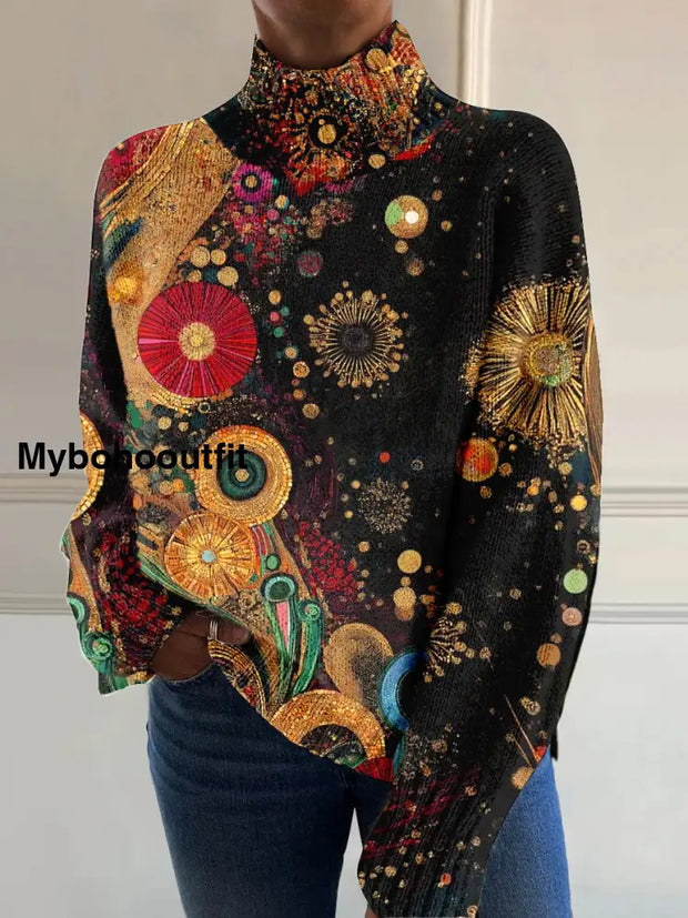 Women’s Art Vintage Print Casual Chic Sweater Pullover A / S