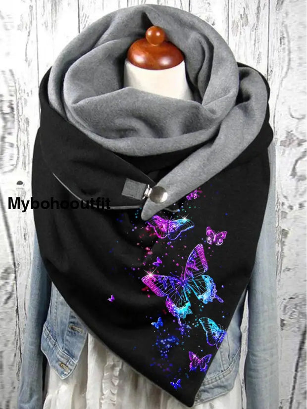 Vintage Butterfly Art Print Casual Scarf A / Jm