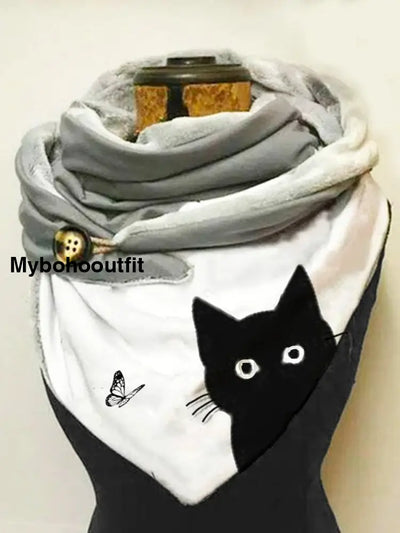 Vintage Cat Art Print Casual Scarf A / Jm